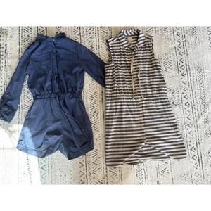 G.H. Bass & Co. Striped Cotton Sleeveless Dress and Blue Romper Set